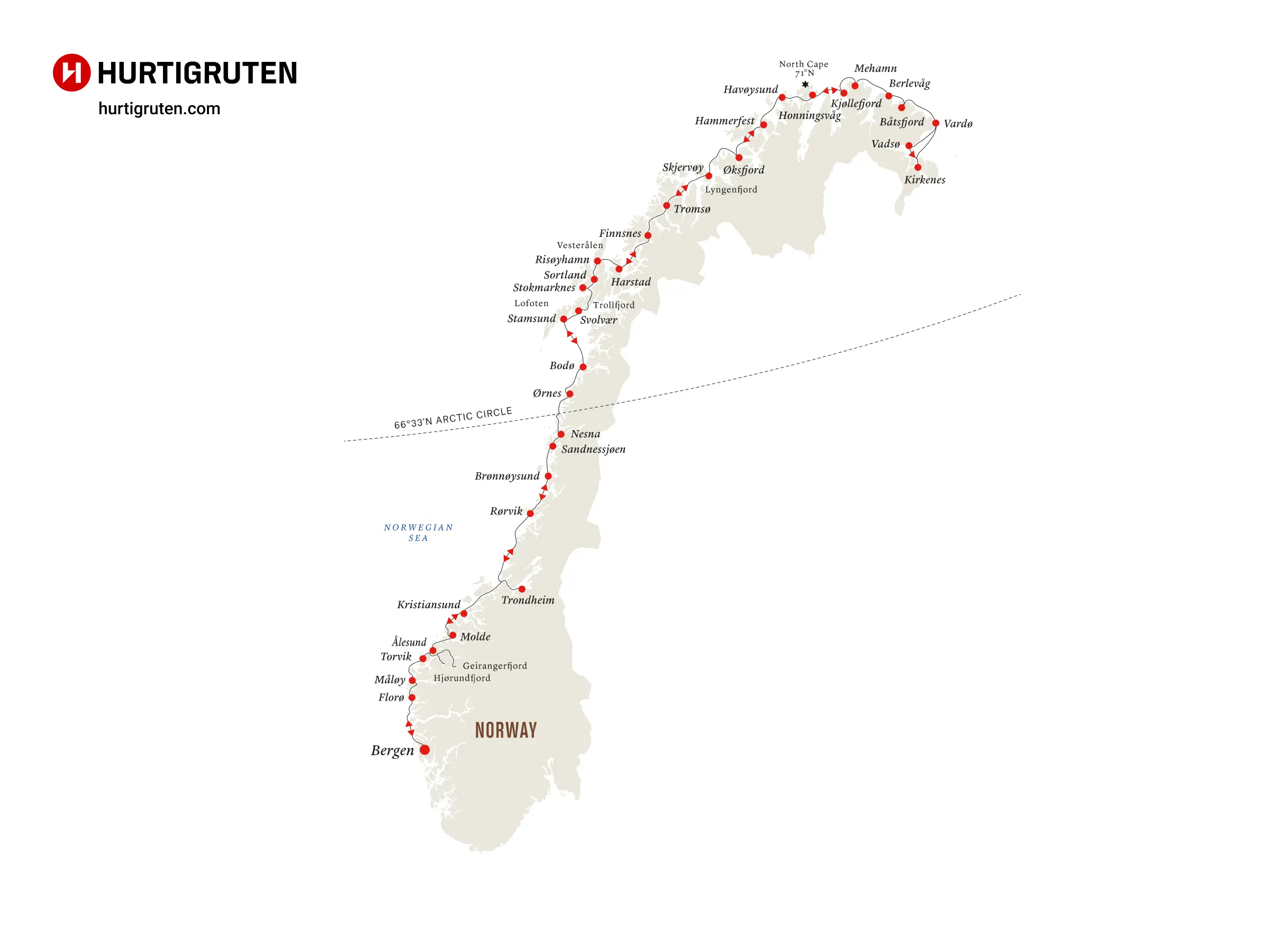 海达路德 (Hurtigruten) 的挪威西海岸经典航线 (The Coastal Express)