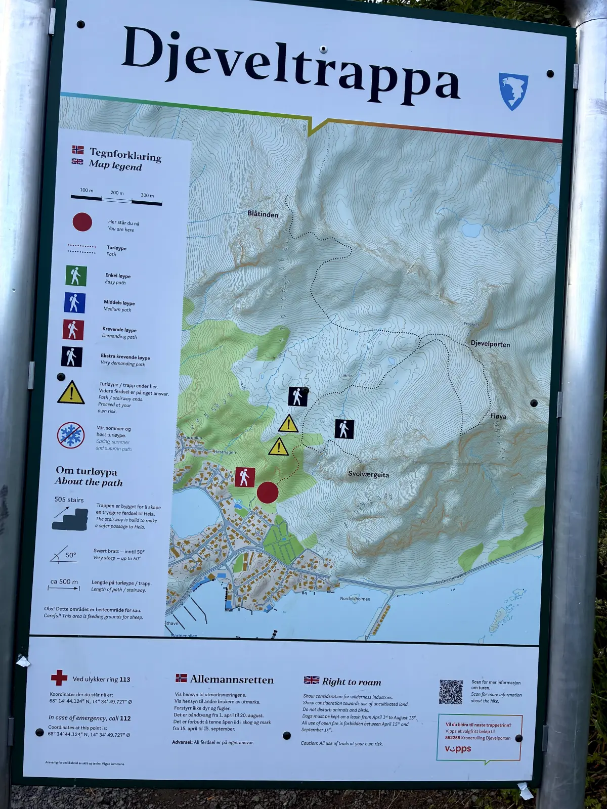 魔鬼之梯 (Djeveltrappa) 的徒步导览图