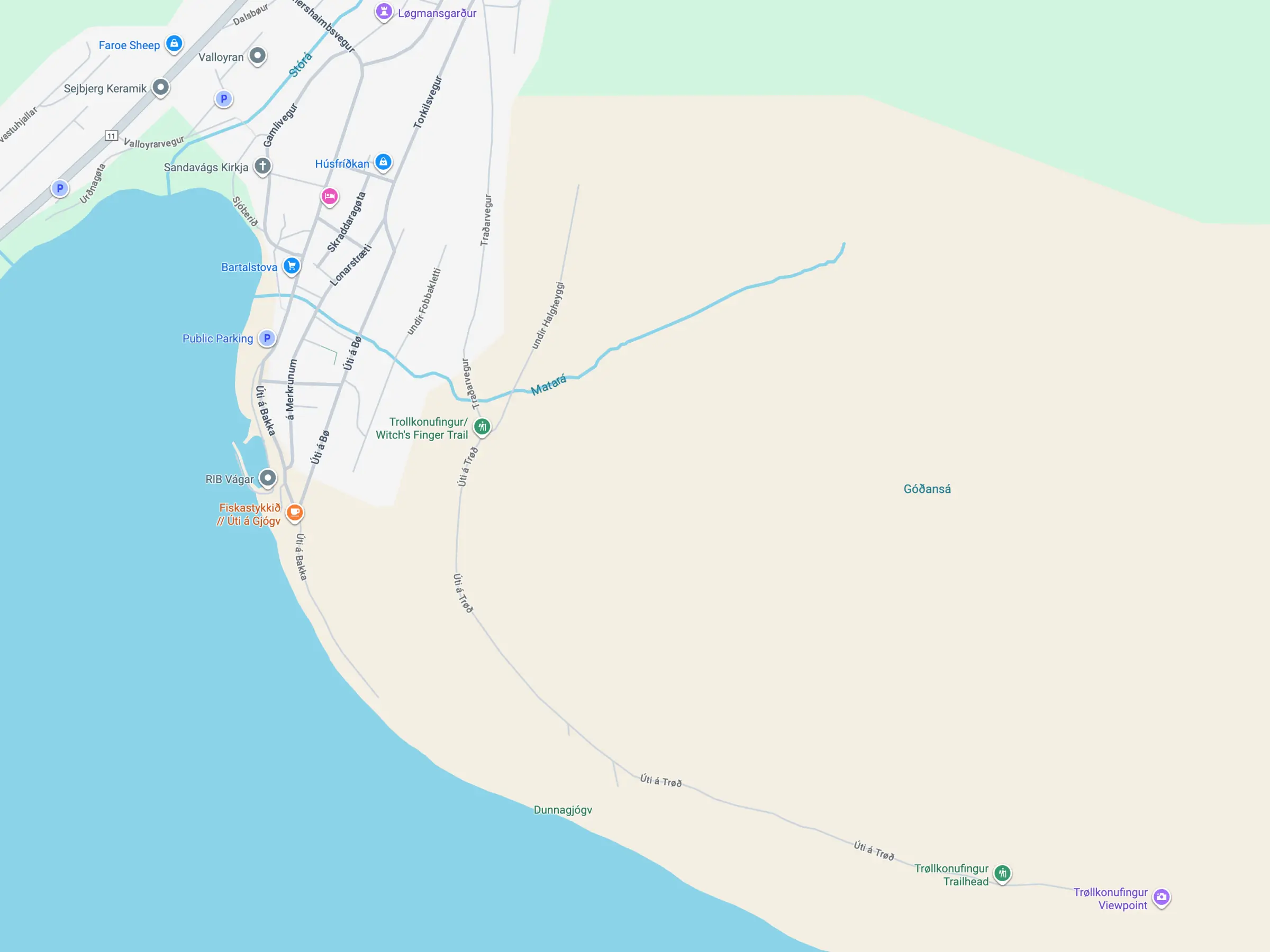 女巫手指徒步路线的地图